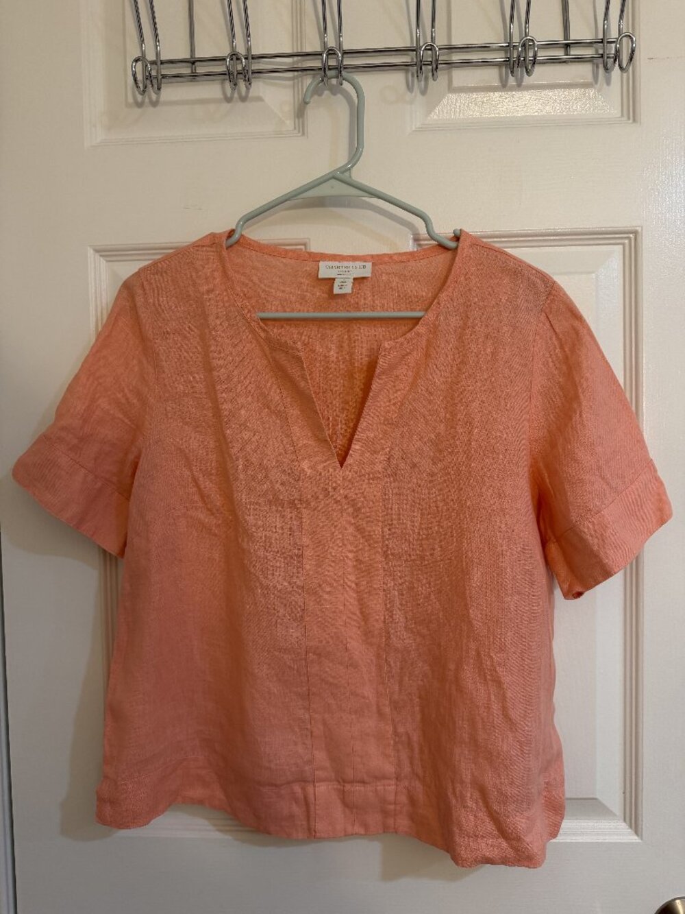 Charter Club Women's Coral Linen Blouse
